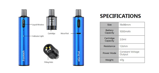 Joyetech eGo Pod Kit - Specs